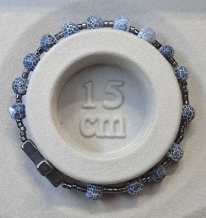 Bransoletka różaniec, dziesiątka różańca, AGAT MRÓZ TRAWIONY #1000