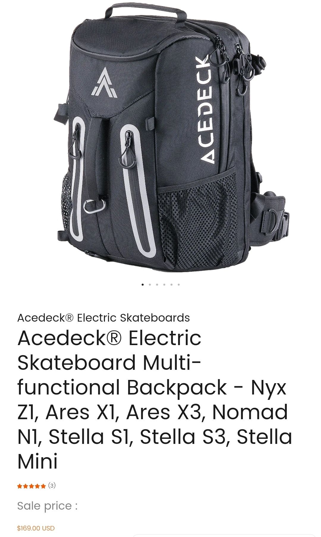 Походный рюкзак acedeck для скейтов/электроскейтов
