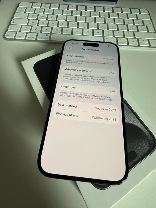 iPhone 15 Pro 256gb Titanium Black Idealny Bateria 97% od nowosci