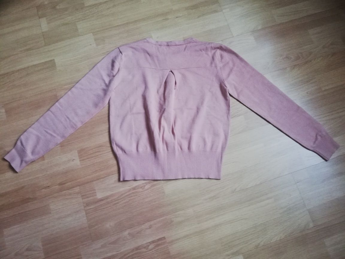 Sweter zapinany na zamek S M 36 38 brudny róż krótki kardigan bomber