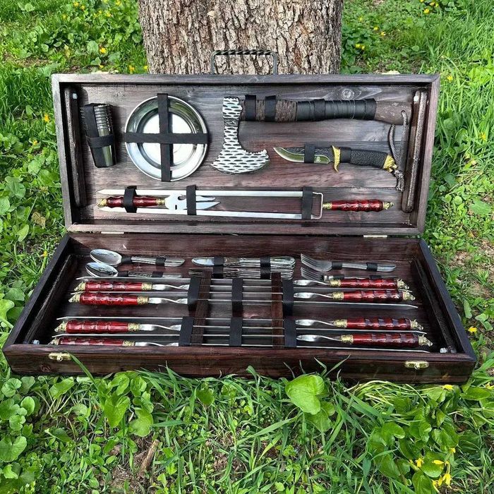 Шампура для шашлыка нержавейка 6 шт — набор в кейсе