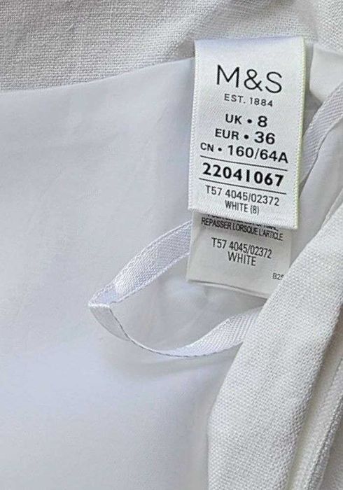 Белая летняя юбка миди удлиненная из льна Marks&Spencer Collection