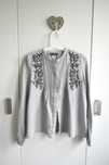 ZARA piękna bluzka z haftem szara XS/S vintage boho haft