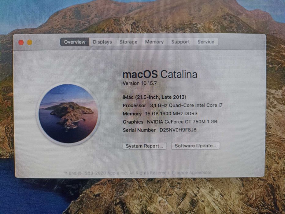 Late-2013 21,5 iMac 3,1 GHz Quad-Core Intel Core i7 16GB 500GB Flash