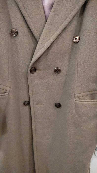 Płaszcz beżowy męski długi 110, w klatce 110, stan bdb