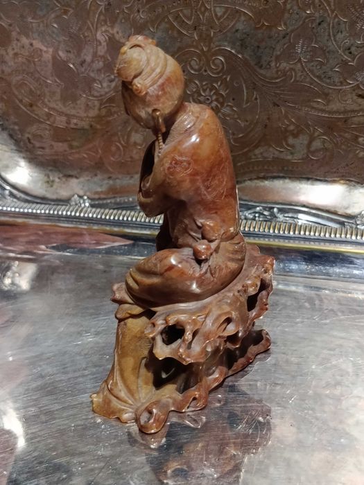 Escultura Divindade Chinesa Pedra Natural China Séc XIX 12,8 cm