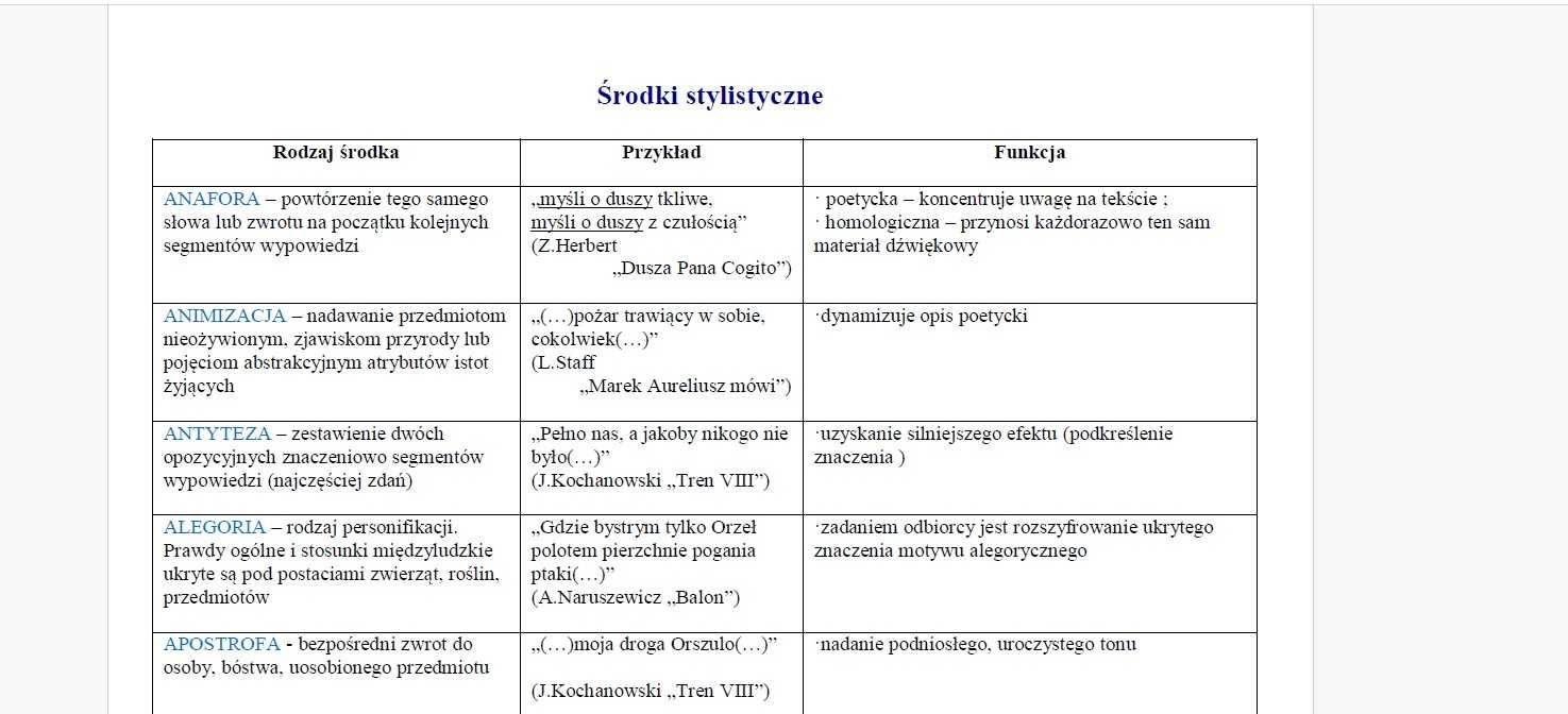 Język polski - notatki matura 2024 i 2015 od nauczycielki