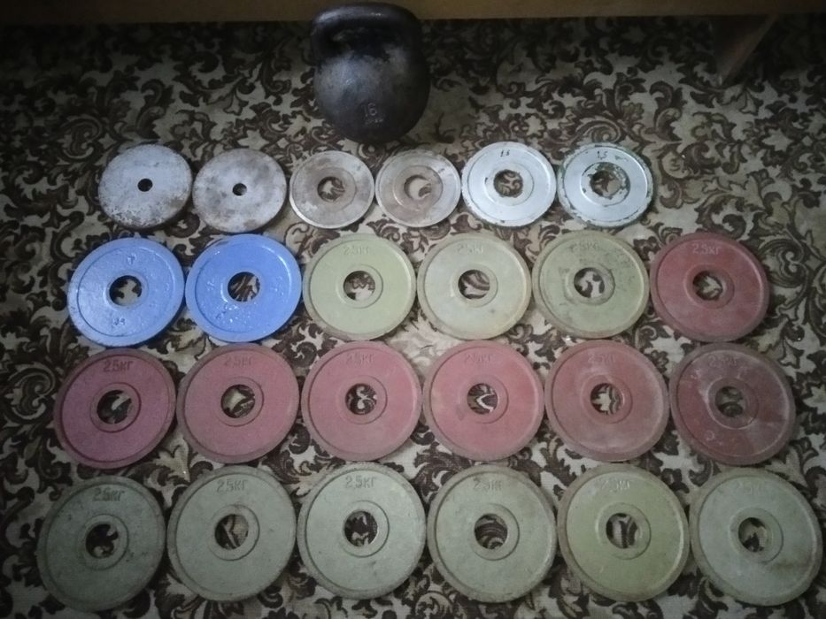 Бліни ; блины на гриф 50 ; 55 мм  по 1,25 ; 1,5 ; 2,5 ; 5 ; 10 ; 15