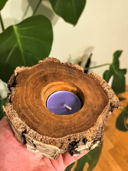 Drewniany świecznik handmade