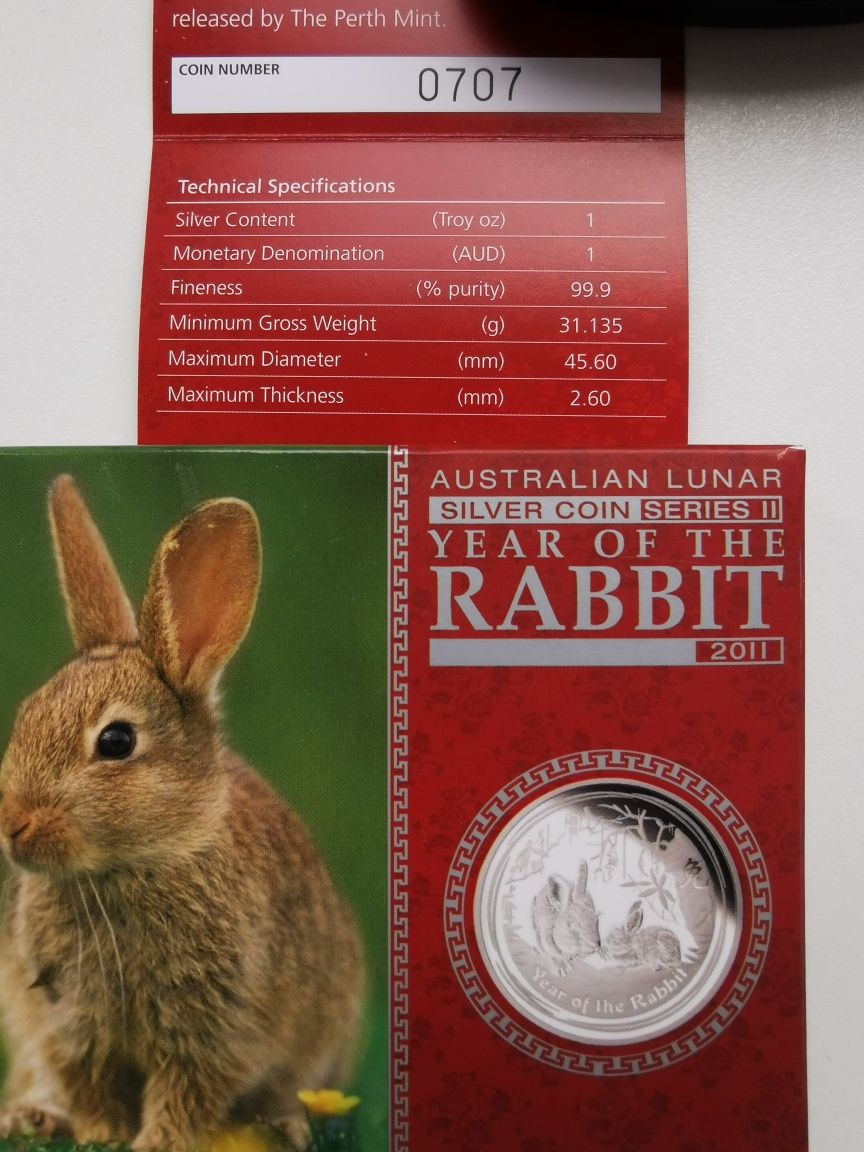 Монета срібна колекційна Рік кролика