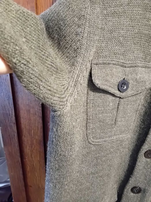 piękny męski sweter f&f rozmiar l kolor khaki z wełną ciepły jak nowy