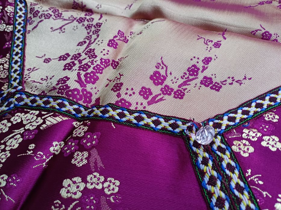 Bolsa/Porta-guardanapos de estilo chinês, com motivos florais