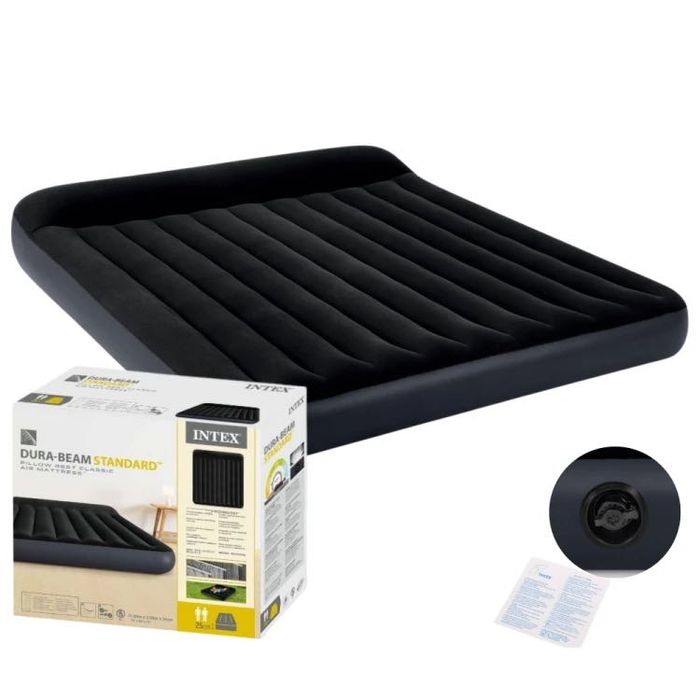 Materac dmuchany Intex 64144 • Dwuosobowy • 203x183x25 • Z zagłówkiem