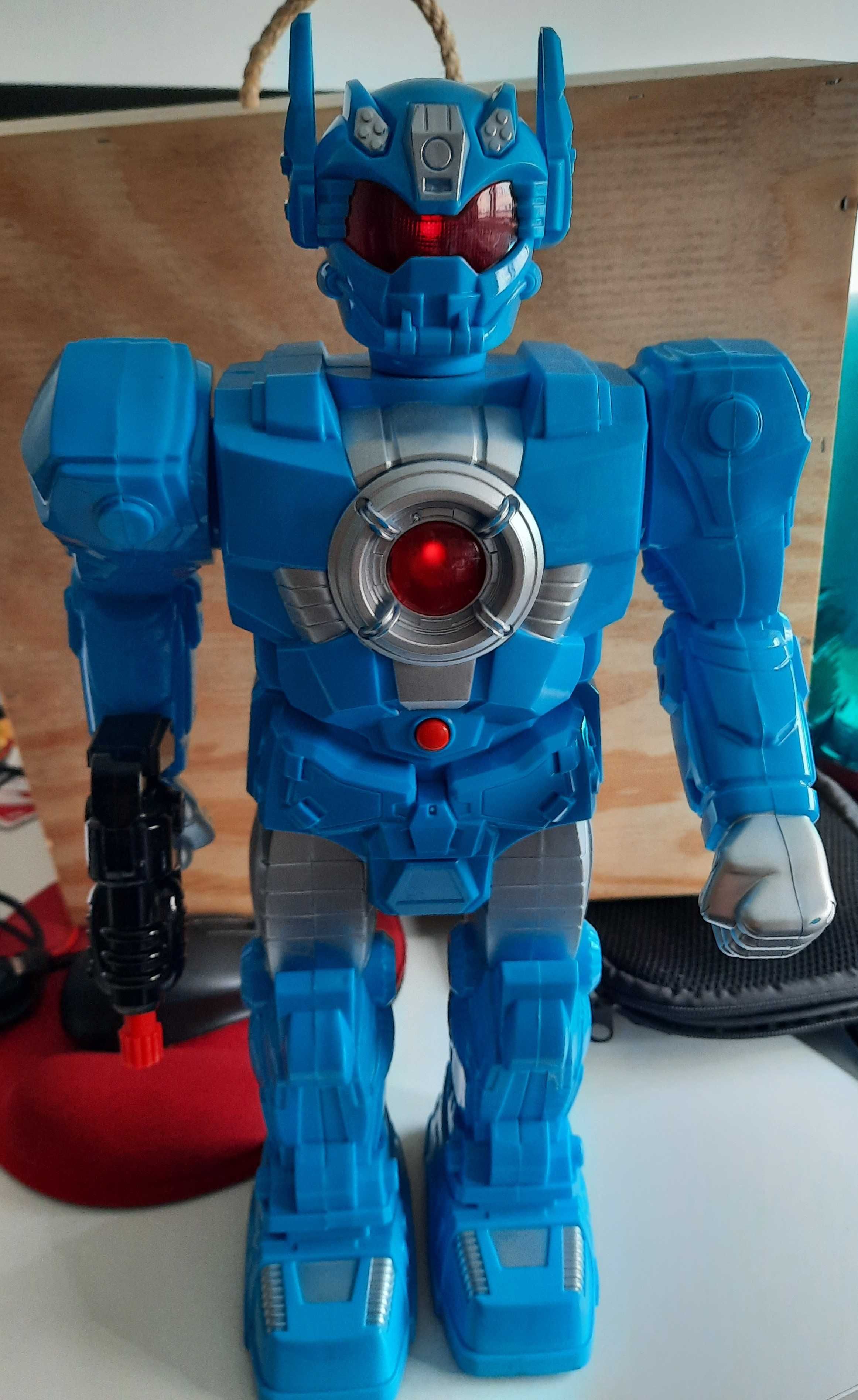 Robot azul com Luz + som + movimento