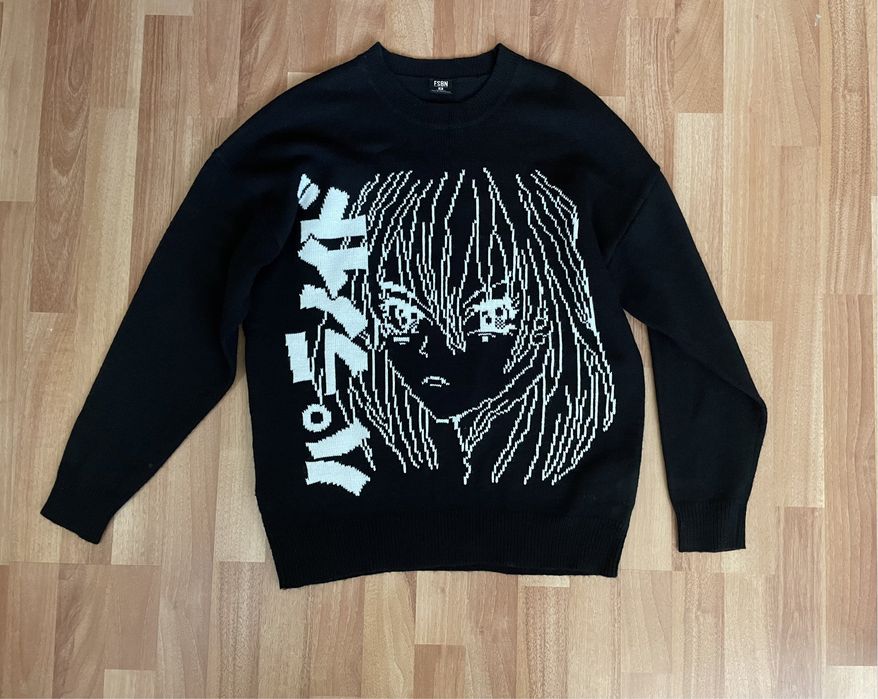 Свитер аниме y2k sk8 grunge goth оверсайз