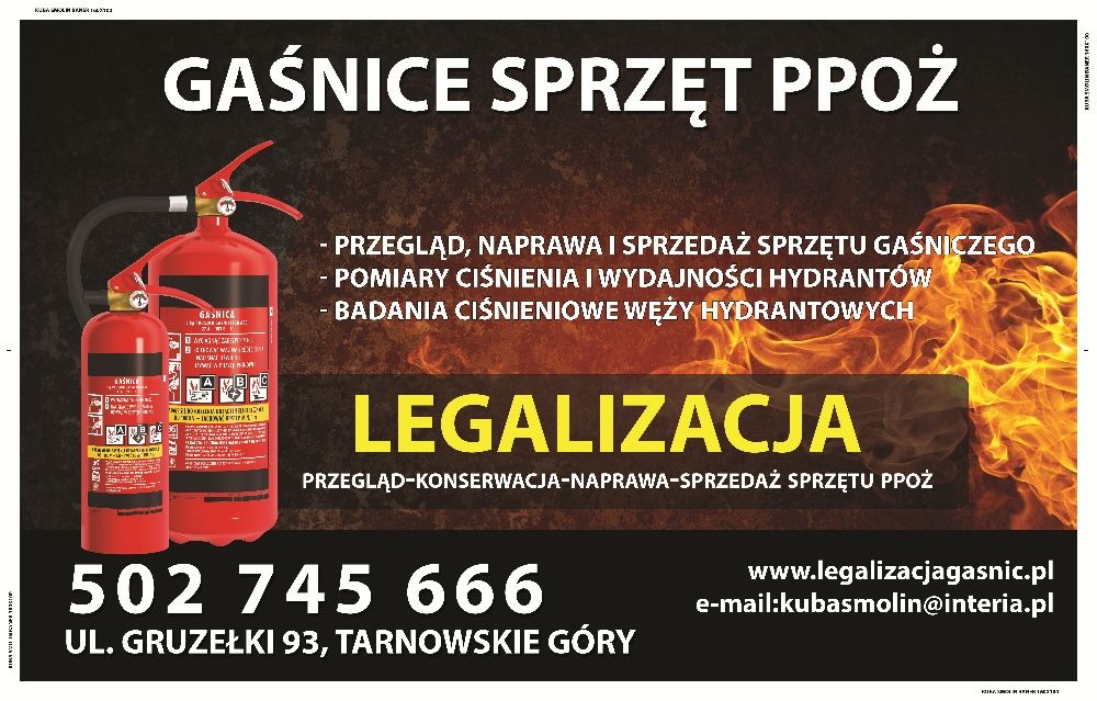 Legalizacja, przegląd, naprawa, sprzedaż gaśnic oraz hydrantów