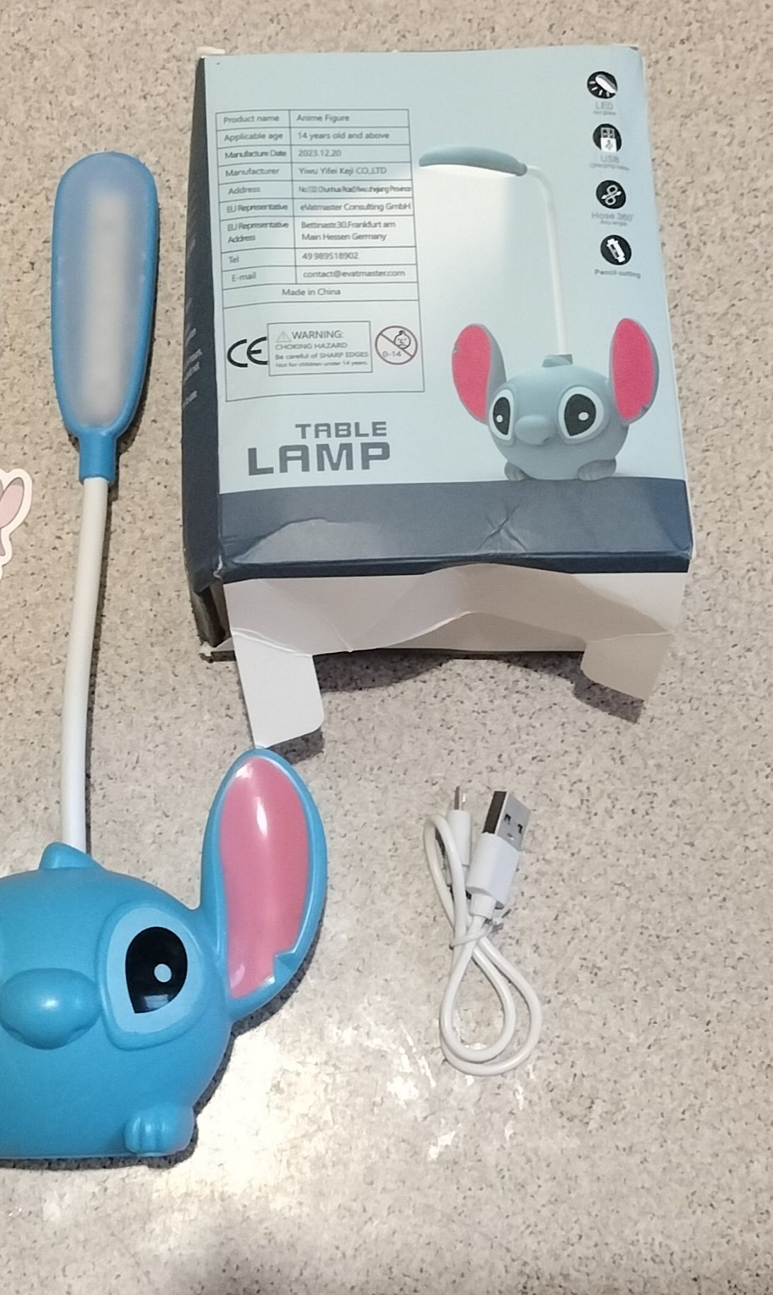 Lampka stitch niebieska nowa + gratis