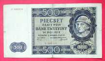 Banknot 500 złotych 1940r. Seria A.