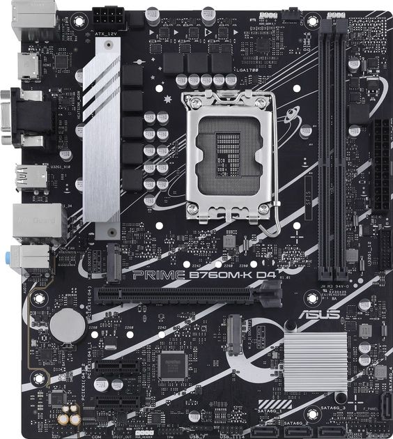Материнська плата Asus PRIME B760M-K D4 (s1700, Intel B760, PCI-Ex16)