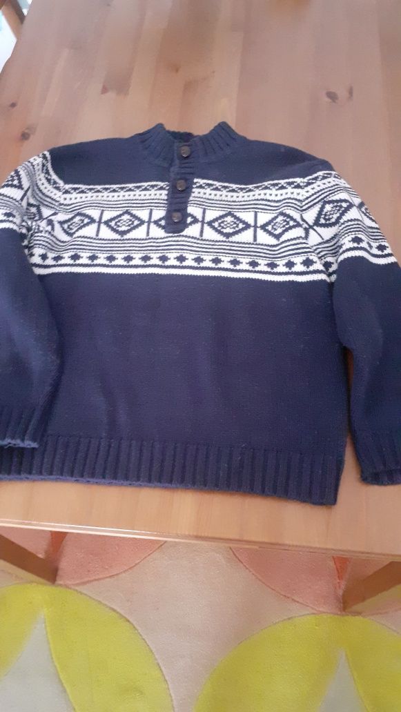 Camisola de malha Azul e branco ( Menino ) Idade 10 Anos (Sfera )