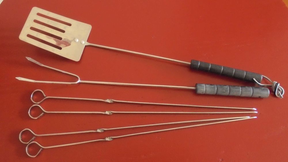Szpilki do szaszłyków+łopatka+widelec do grilla