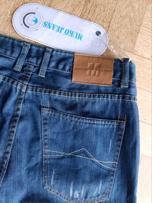 Muko dżinsy Men's Fashion Jeans  Wear blue grееn rozmiar w 33 Wide
