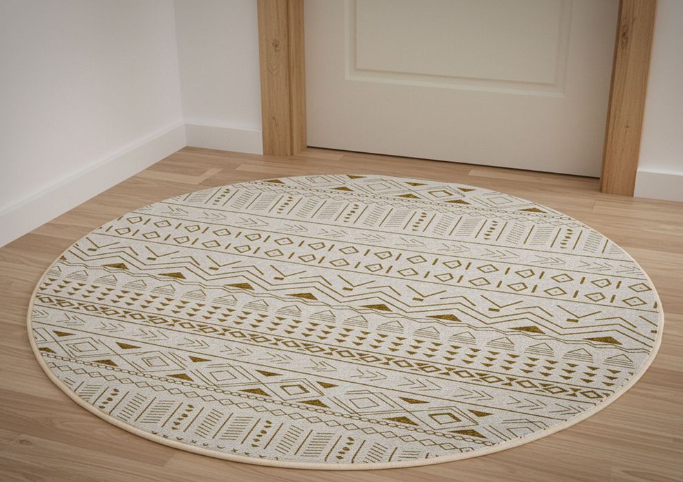 Okrągły dywan retro vintage boho loft 120 cm, antypoślizgowy,do salonu