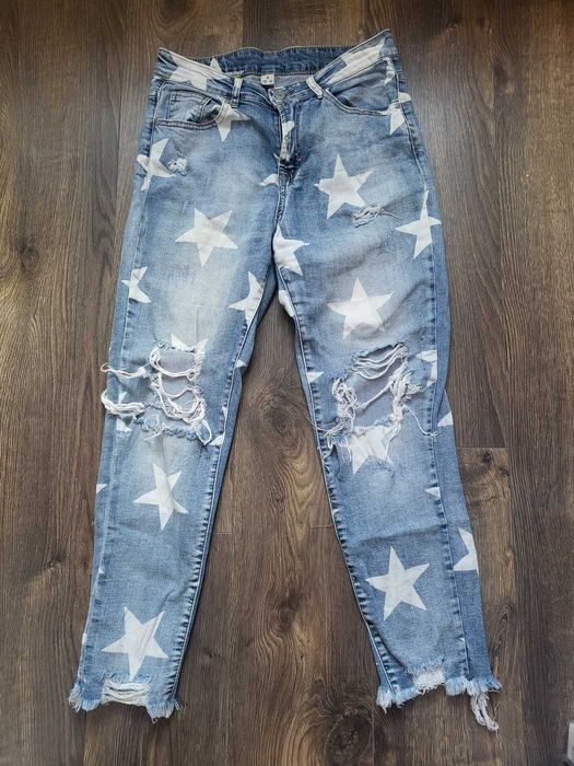 Spodnie z dziurami gwiazdy dzinsowe 36
