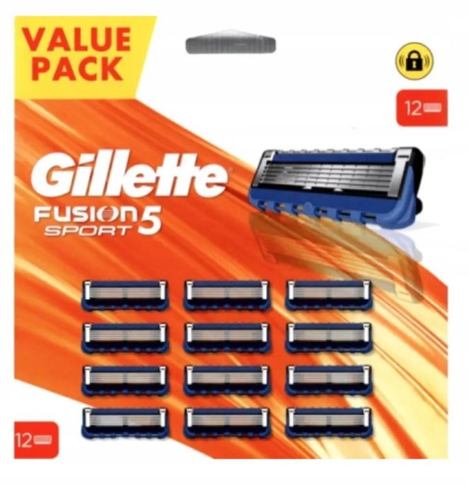 Gillette fusion 5 Sport wkłady ostrza wymienne 12 szt 100% orginał