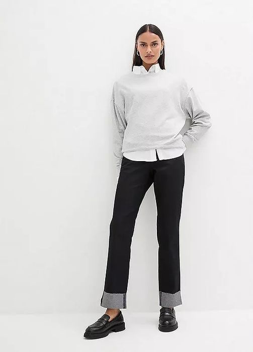 B.P.C jeansy granatowe ze stretchem wywinięte nogawki ^40