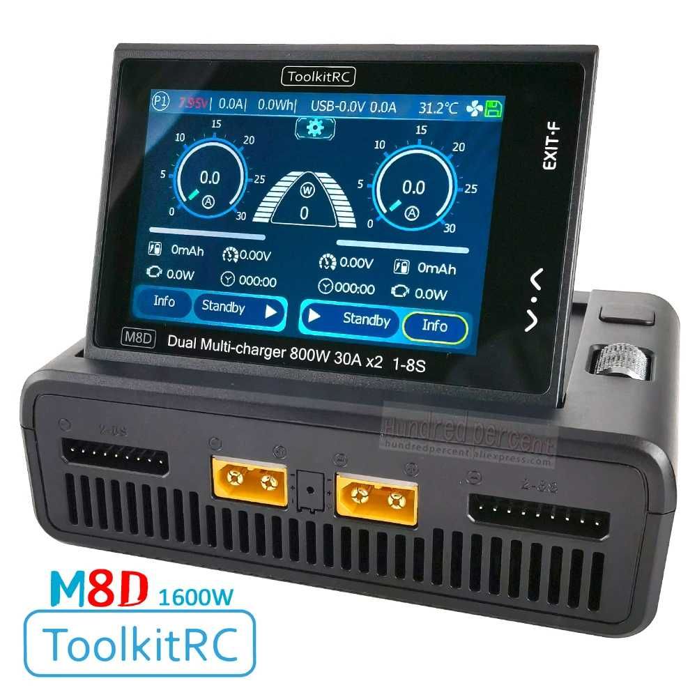 ToolkitRC M8D 1600W Розумний зарядний пристрій DC800W*2 1-8S FPV