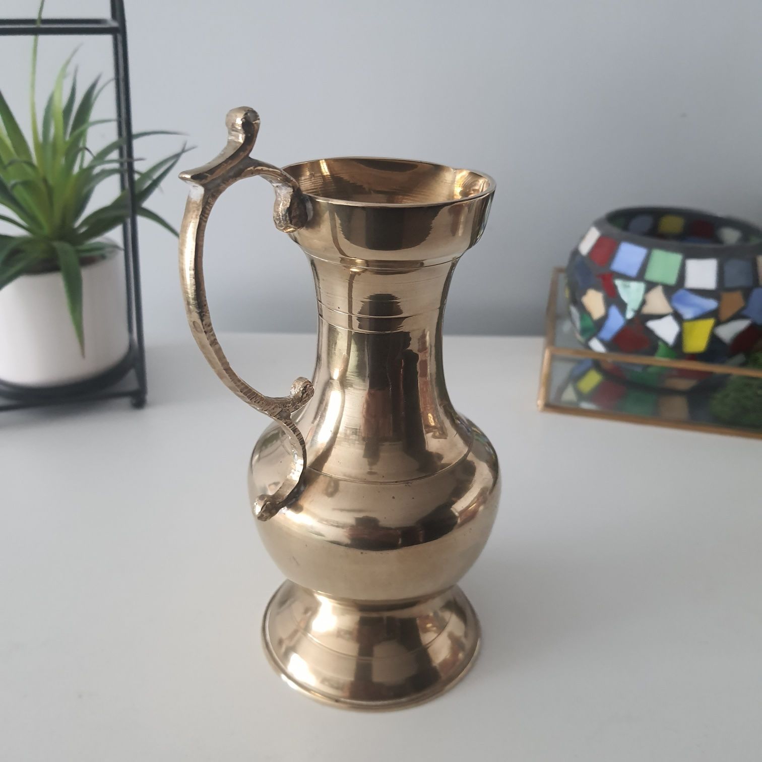 Wazon dzbanek mosiężny stary retro vintage Indie