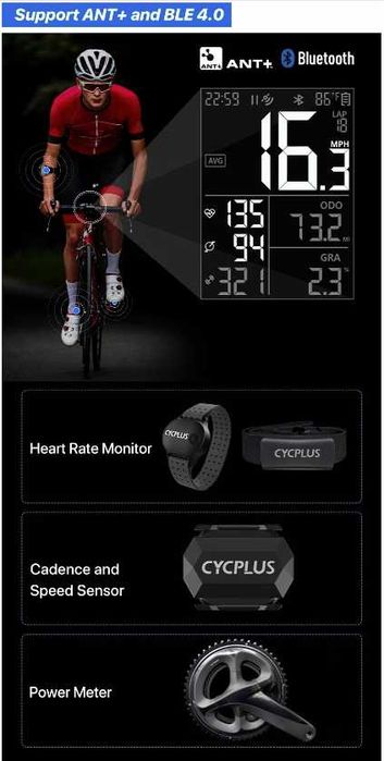 CYCPLUS M1 GPS komputer rowerowy licznik z uchwytem