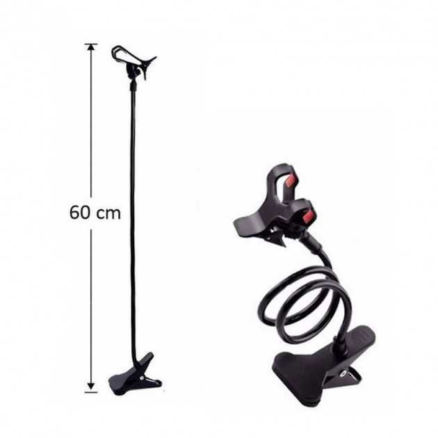 Універсальний гнучкий тримач для телефонів із прищіпкою чорний