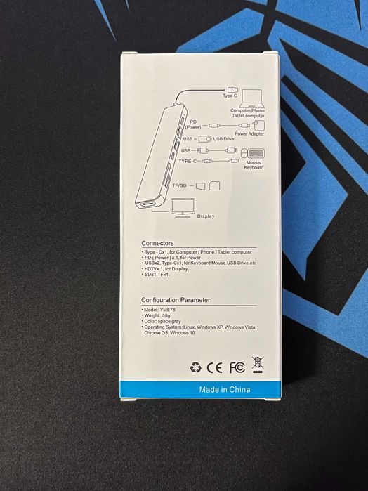 Концентратор Usb c Hub type c 7 в 1 HDMI PD SD TF macbook 4K 30hz 3.0