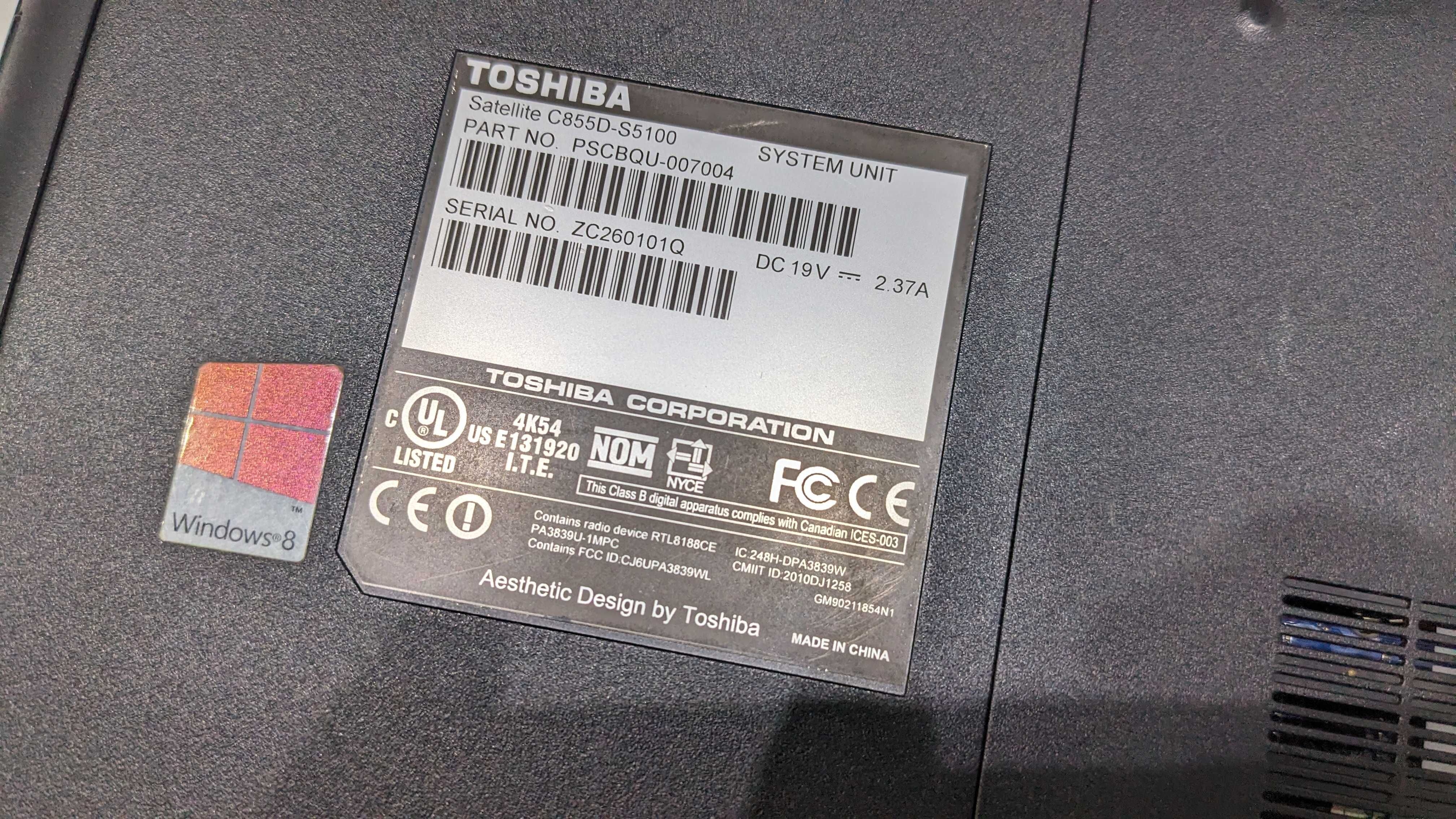 Toshiba Satellite C855С (S5100) AMD Radeon – ноутбук на запчасти