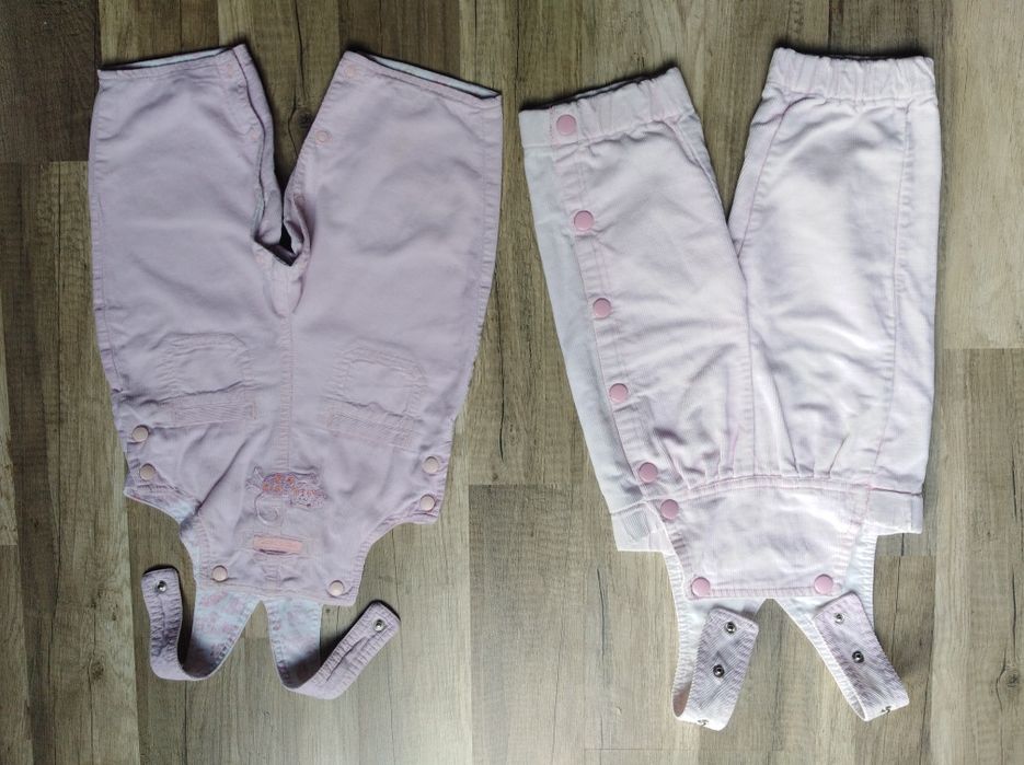 2 pary spodni ogrodniczek dziewczęcych w rozmiarze 62