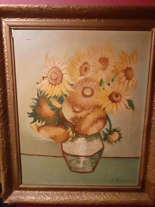 Zabytkowy obraz słoneczniki pisz dogadamy się..