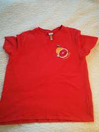 Bawełniany t-shirt H&M czerwony grejpfrut