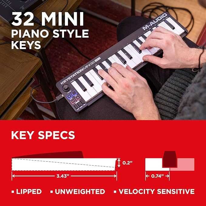 M-Audio Keystation Mini 32 MK3 Controlador MIDI - Como Novo!
