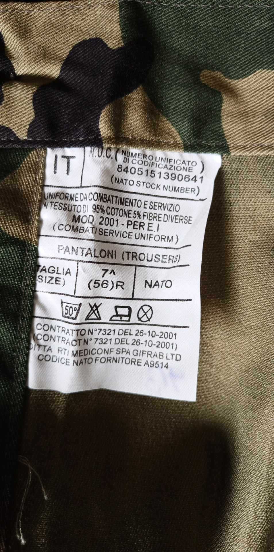 Spodnie Wojskowe Armia Włochy Woodland r.56 R pas108 dł.110