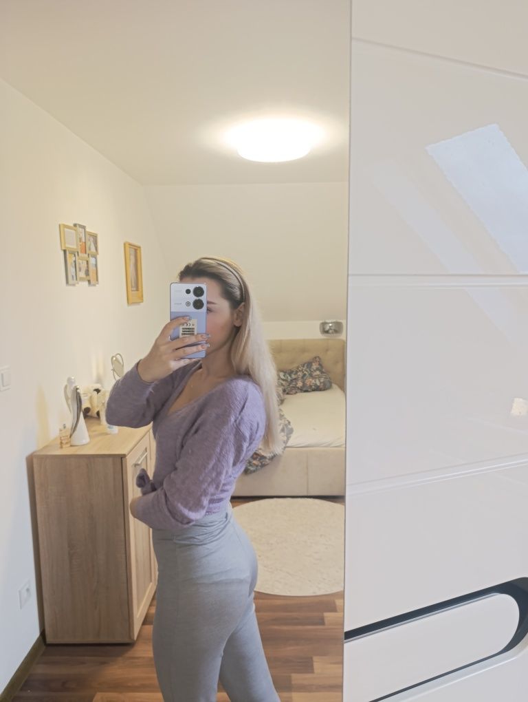 Sweterek sweter sznurek wiązany dekolt alpaka wełna XS s sexy