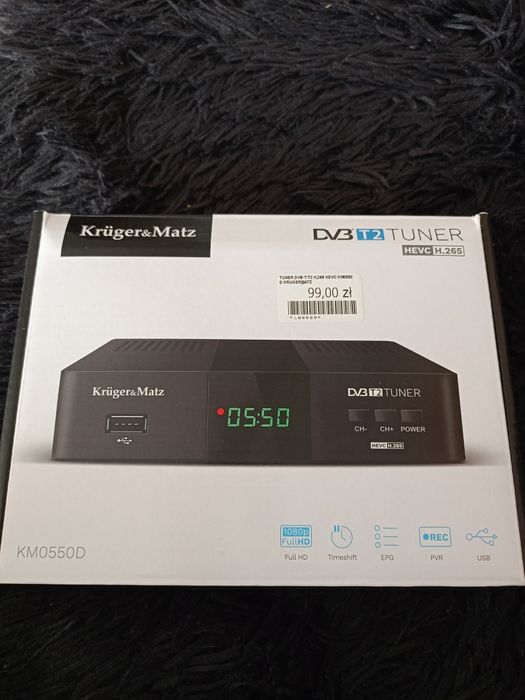 Tuner dekoder DVB-T2 H.265 HEVC Kruger&Matz