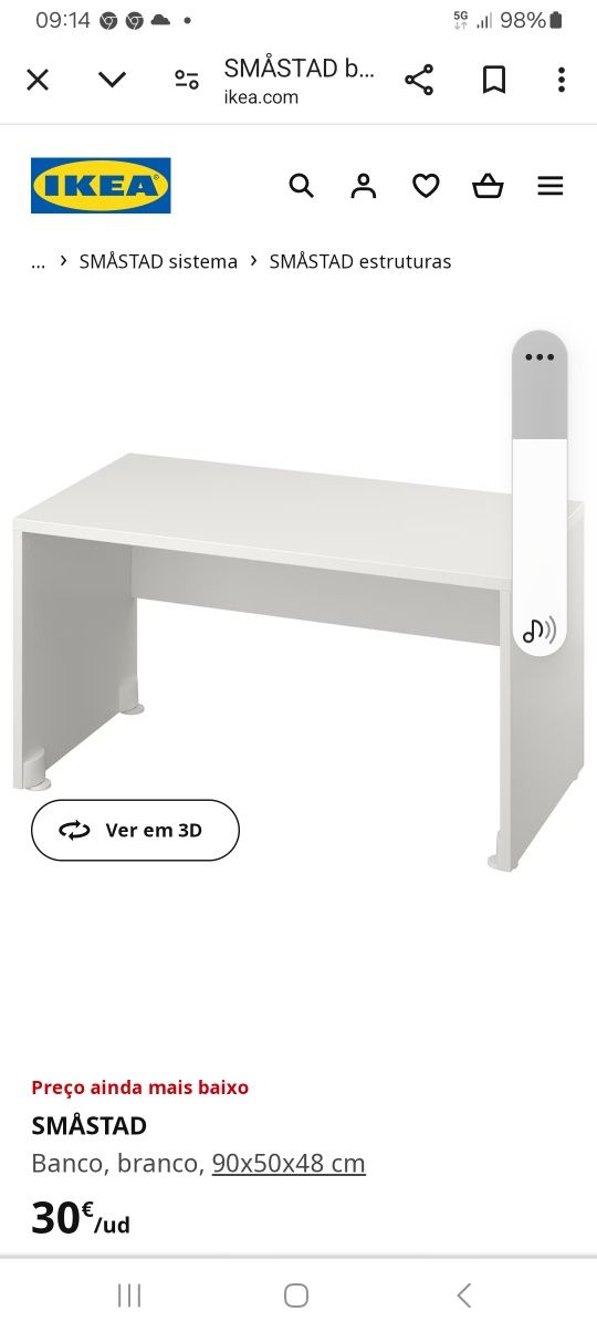 BANCO smastad Ikea como novo e almofada
