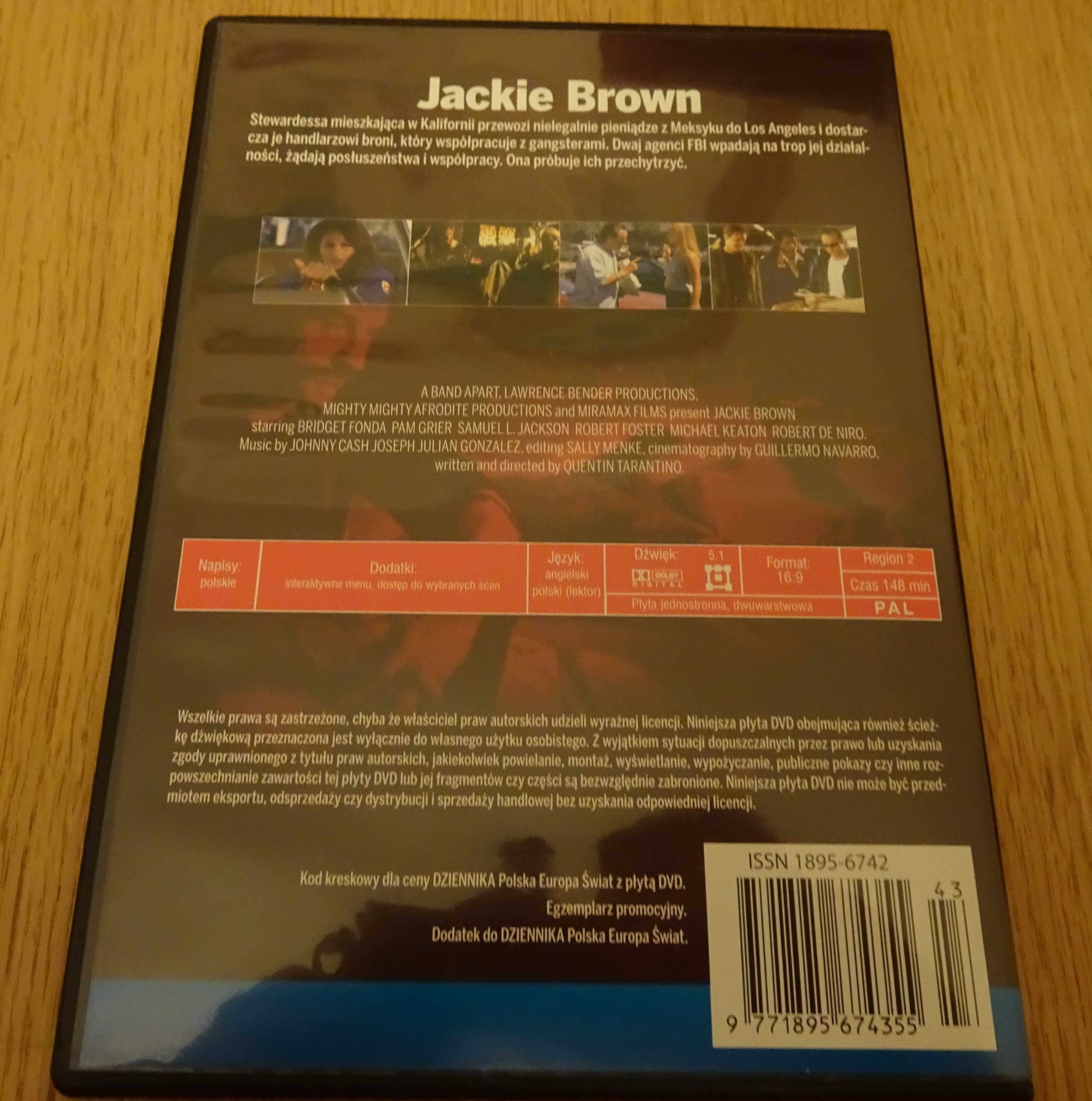 "Jackie Brown" film DVD, płyta DVD