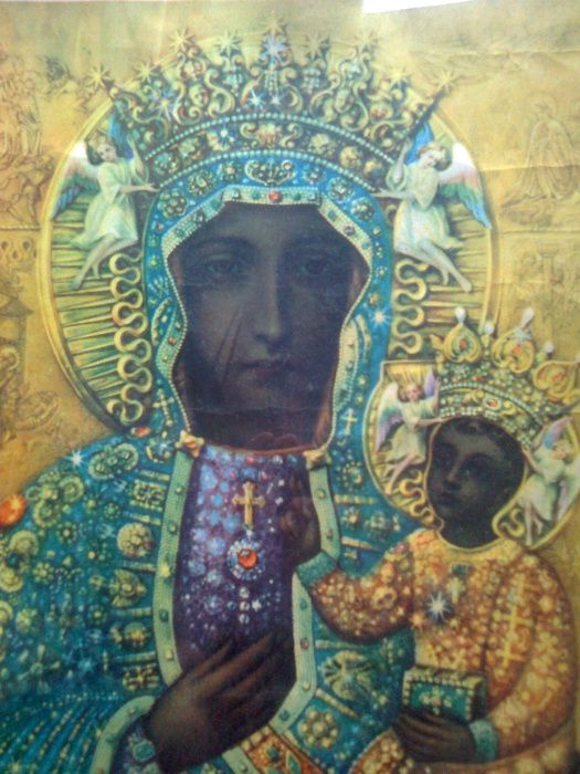obraz stary duzy przepiekny Matka Boska Czestochowska unikat starocie