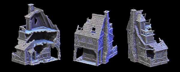 Ruined Healer's House - tereny, domki do gier bitewnych druk 3D FDM