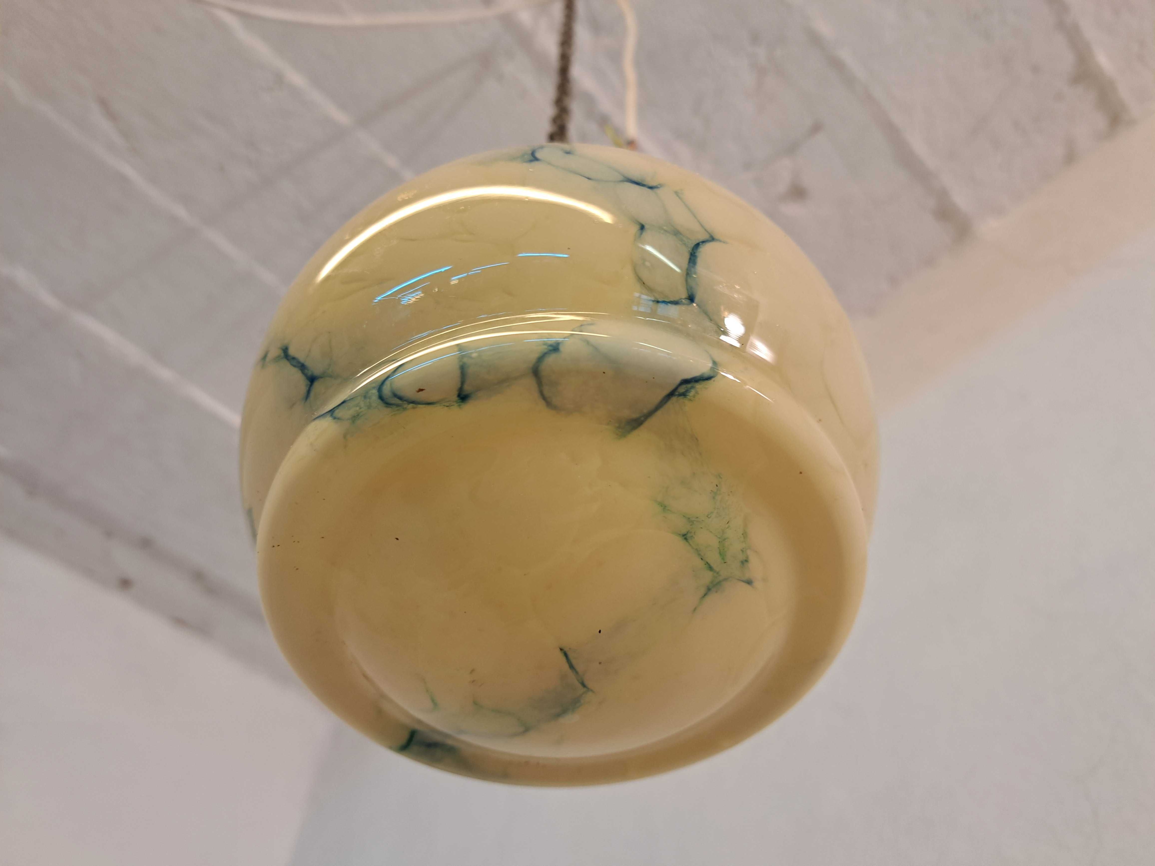 Lampa ampla art deco szklany klosz marmurek spłaszczona kula