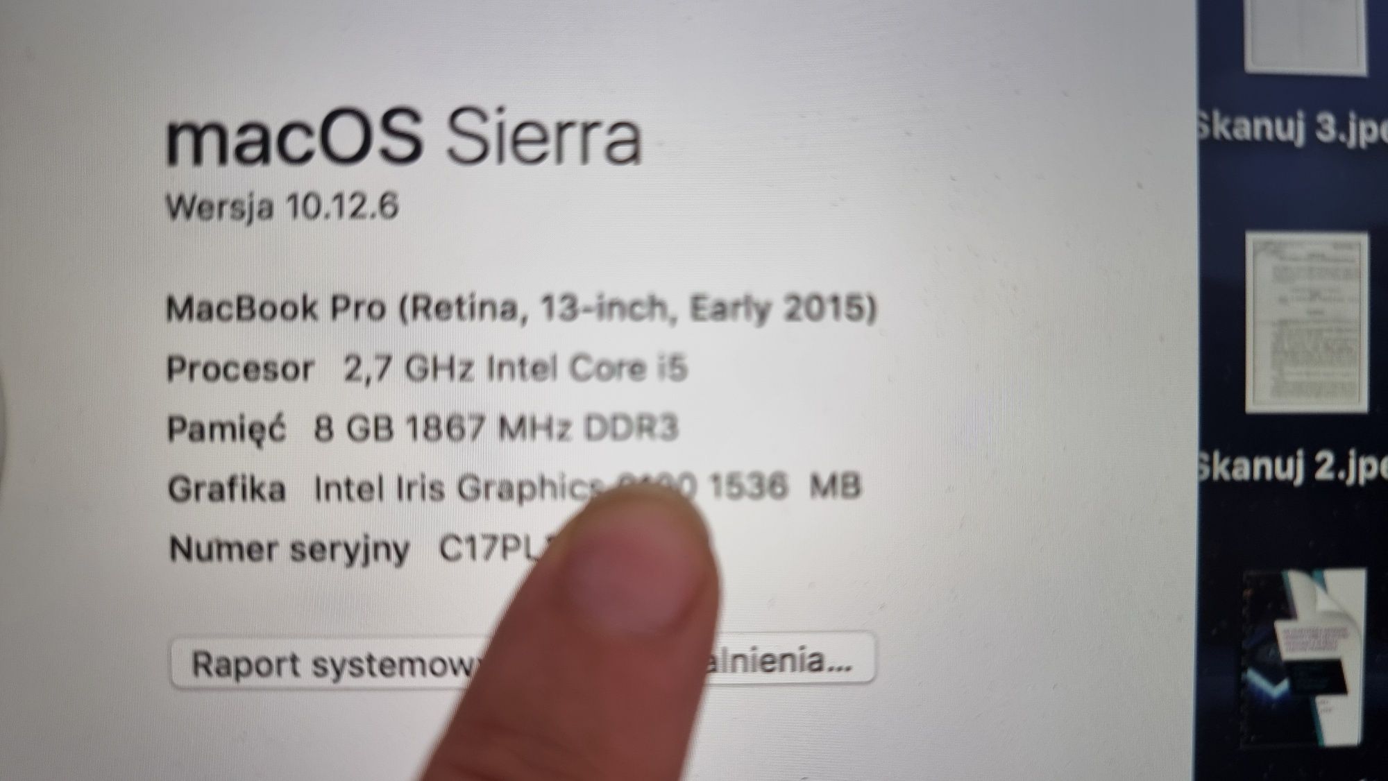 Macbook Pro A1502 laptop komputer 13 cali 8 GB 125 GB Apple