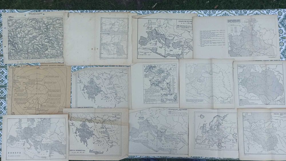 Stare przedwojenne mapy z ksiązek, atlasów, gazet